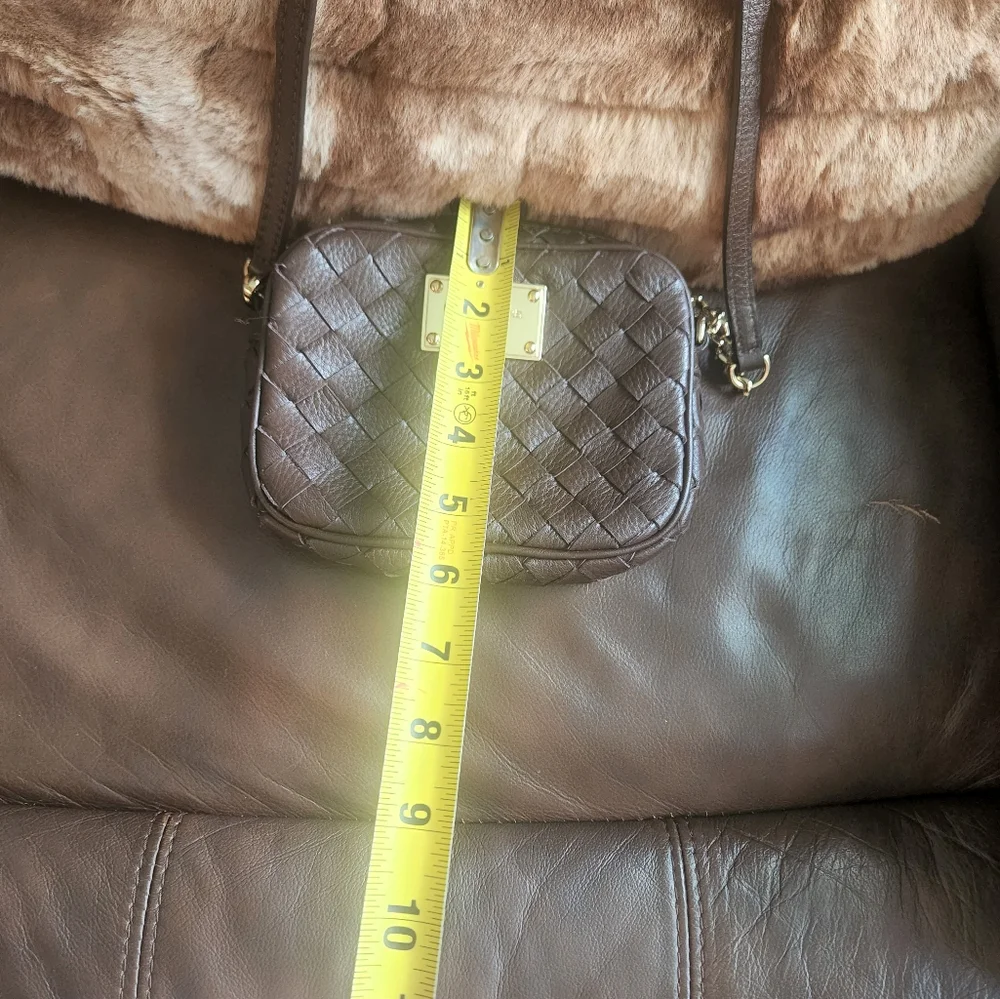 Michael Kors Brown Fur Tote Bag with Woven Leather Accent - Picture 2 of 6